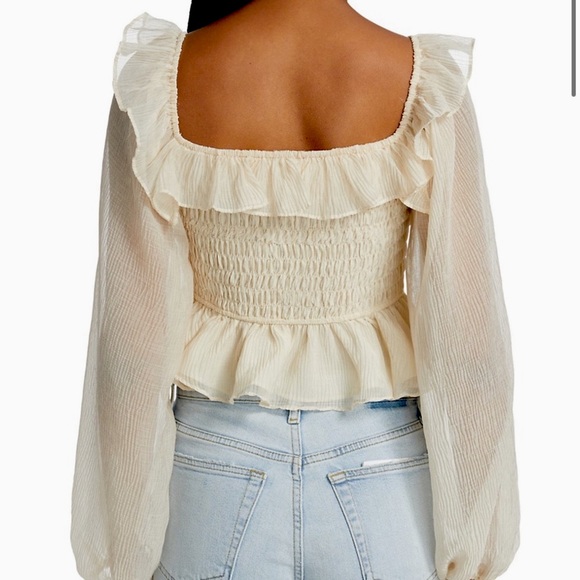NWT En Saison Cropped Smocked Top, S - Picture 2 of 7